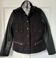 strukturierte Jacke/ Blazerjacke, Größe 40, schwarz, mit Lederbesatz