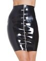 Honour weiblicher Rock mit Reißverschluss vorne schwarz Latex knielang