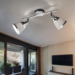 Deckenleuchte Deckenlampe Spotleuchte 2 Flammig Spots beweglich Chrom grau E14