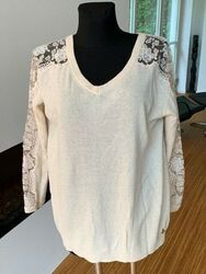 ★ TWIN-SET Simona Barbieri ★ Pullover XS 36-38 beige Spitze 
