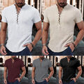 Bluse T-Shirt Tunika Tops Hemd Pullover Solide Leinen Strand Baumwolle ①