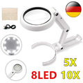 5X 10X Lupe mit Licht und Ständer 8 LED Faltbarem Leselupe Handlupe Arbeitslupe