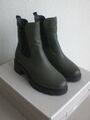 Tamaris Schuhe Damen Chelsea Boots  Stiefeletten Leder grün olive Gr 38 neu