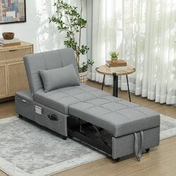 HOMCOM 3-in-1 Schlafsessel mit Bettfunktion, ausziehbares Schlafsofa, HellgrauAtmungsaktiver ✅ Abnehmbarem Bezug ✅ Vier Rollen