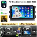 2+32G Android 14 Autoradio GPS Navigation CarPlay Für Smart Fortwo 451 2005-2010