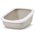 (B-WARE) Katzentoilette Katzenklo Rand ASEO JUMBO weiss-beige 67,5x48,5x28 cm