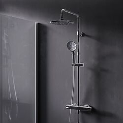 Duschsystem mit Wannen Thermostat Duscharmatur Regendusche Duschset Duschsäule✅VERBRÜHSCHUTZ BEI 38✅ANTIKALK-SYSTEM✅AIR IN-TECHNOLOGI