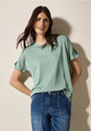 CECIL 322682 Shirt kurzarm Leinen Look dezenter Glitzer schimmernde Details grün
