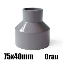 Ø20mm-200mm PVC Reduzierstück Muffe Rohr Fitting Klebefittings Lang Konisch Grau