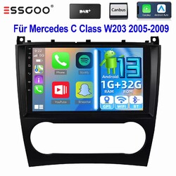 Autoradio Carplay 1+32G DAB+ für Benz C-Klasse W203 CLK C209 Android 13 GPS Navi