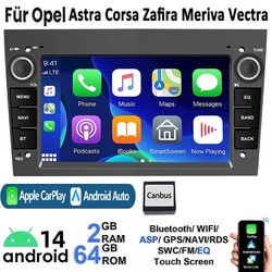 Android14 Apple Carplay Autoradio GPS Für Opel Astra H Corsa C D Meriva Zafira B