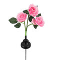 3 LED Solar Rose Blumen Solarleuchte Lampe Licht Landschaftslampe Garten Deko