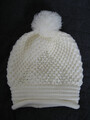**NEU** Strick Bommel Woll Mütze in Weiß mit Strass Steinen