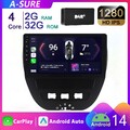 DAB Für Peugeot 107 Citroen C1 Toyota Aygo Autoradio Android 14 Carplay 2+32G FM