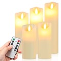 5er LED Kerzen Licht Flackernd Mit Timer div. Größen Echtwachs Dekokerzen Set