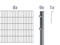 Alberts Doppelstabmattenzaun 18 tlg. Zaun-Komplettset anthrazit H:200cm L:16m 