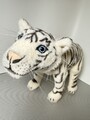 Steiff Kuscheltier weises Tiger Schadah mit blauen Augen ca 47 cm Top Zustand