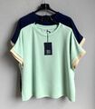 T-shirt Jersey Gr. S M L XL 36 38 40 42 Damen Gold Lurex Italy Grün Weiß Blau
