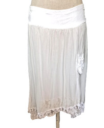 Midi Maxi RocK Weiß Chiffon H896H Gr. 36,38,40,42,44,46,S,M,L Crash Spitze Italy