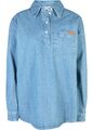 Jeansbluse Oversized Gr. 40 Hellblau Damen-Hemd Langarm-Bluse Tunika Shirt Neu