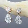 Damen Ohrringe Gold Silber vergoldet 18k Zirkonia Hänger Braut Ohrstecker O462