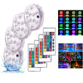 4 Stück Poolbeleuchtung Fernbedienung RGB Farbwechsel LED Unterwasserlicht