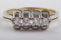 Diamant Brillant Ring mit 4 Brillanten in 585 14K Bicolor Gold Gr 56 .