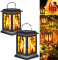 2 Stk Solarlampen für Außen Hängend LED Solarleuchten Solar Flammenlicht Laterne
