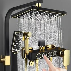 Gold Duscharmatur Duschset Regendusche Duschsystem Mischbatterie mit Handbrause