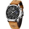 Herrenuhr Chronograph  Lederarmband Quarz Glowing Stilvoll