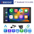 7 Zoll 2 DIN Android 13 Carplay Autoradio Stereo MP5 NAV KAM MIK  BT GPS 32GB FM