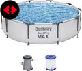 Bestway Steel Pro MAX Frame Pool-Set Mit Filterpumpe Ø 305 X 76 Cm, Lichtgrau, R
