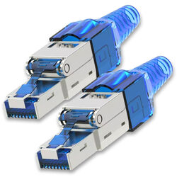 NEXMEX 2x Netzwerkstecker Cat 7 CAT7 RJ45 Stecker Werkzeuglos Metall 10GBit/s
