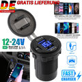 1-4× Auto Steckdose QC3.0PD +Dual USB Ladegerät Buchse 12V 24V KFZ mit Voltmeter