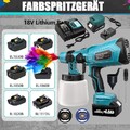 Elektrische Farbsprühsystem Farbspritzpistole Akku Sprühpistole Für Makita 18V