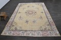 Oushak Türkisch Vintage Teppich 7x9 Kelim Rug Anatolisch Handarbeit Boho Dekor BEIGE