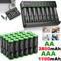 HiQuick 1100/2800mAh AAA/AA Wiederaufladbar Rechargeable Batterie Akku&Ladegerät