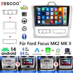 Android 13 9" Autoradio 4+64G Carplay Für Ford Focus II MK2 2004-2011 GPS Kam BT