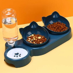 3-in-1 Katzennapf mit Wasserflasche Futterstation schräg & rutschfest