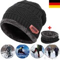 Herren & Damen Beanie Hüte Warm Strickmütze Wintermütze Mütze und Loop Schal Set
