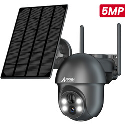 360° Solar Akku Überwachungskamera Set Kamera Aussen 5MP WLAN 2Wege-Audio PTZ HD