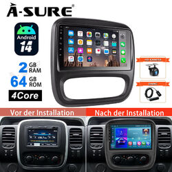 Für Opel Vivaro B Renault Trafic DAB+ CarPlay Autoradio Android14 GPS Navi 2+64G