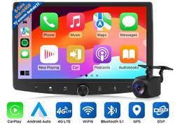 10.1" QLED Doppel DIN Android Auto 13 8-Kern Autoradio CarPlay GPS Navi WIFI DSP