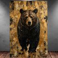 LEINWAND BILDER XXL ABSTRAKT BÄR SCHWARZ GOLD BÖRSE WALL STREET WAND POSTER 1161