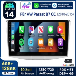 DAB+ Autoradio 8 Core Für VW Passat B7 CC 2010-2015 Android 14 Carplay WIFI Navi