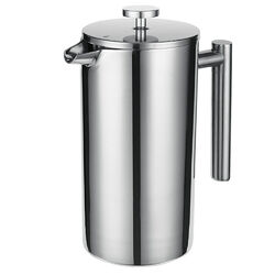 French Press Edelstahl Thermo Kaffeebereiter Kaffeepresse Kaffeezubereiter T1F1