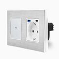 Touch Wechselschalter Sensor Steckdose Schuko USB A/C Alurahmen UP LUXUS-TIME
