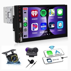 1Din Autoradio mit 7 Zoll Bildschirm Wireless CarPlay Bluetooth USB FM Radio KAM