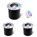 3x JADINA Bodeneinbaustrahler schwenkbar rund flach IP67 Smart RGB LED WLAN 5W 