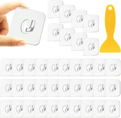 38 Stück Klebehaken Transparent Selbstklebende Haken Wasserdicht für Küche Bad